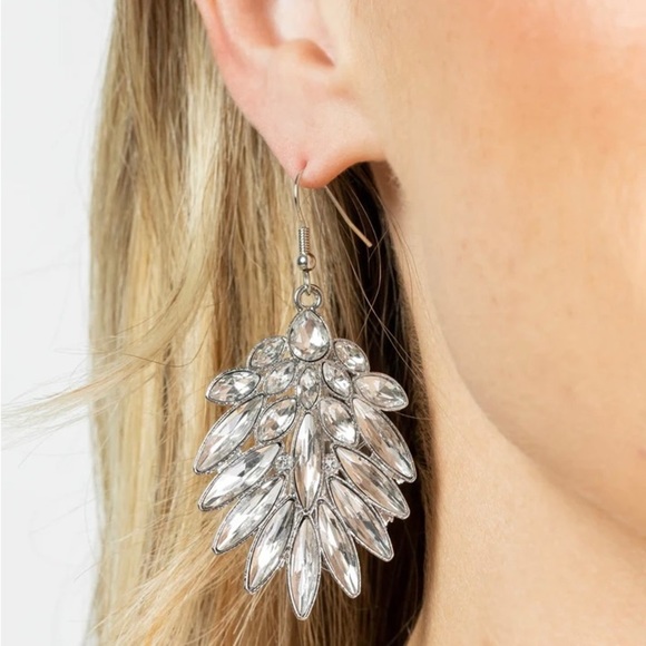 Silver Rhinestone Earrings - Picture 2 of 2